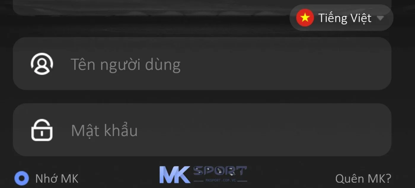 Những thông tin anh em cần điền để đăng nhập Mksport